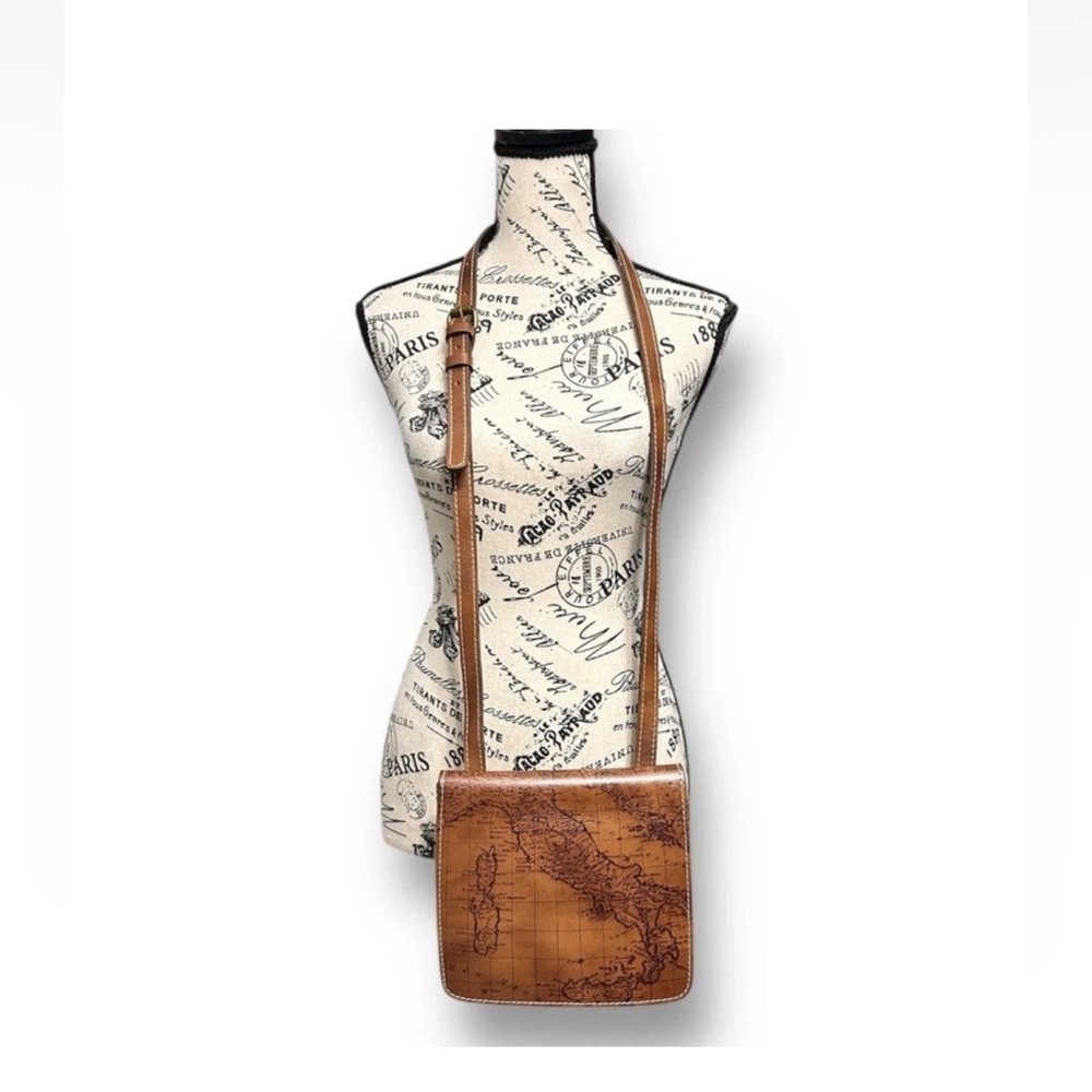Patricia Nash Genuine Leather Signature Map Granada Riot Rust Cross Body Handbag